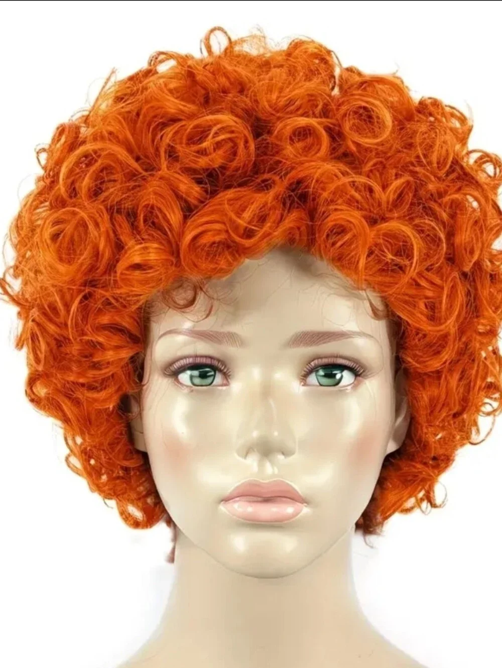 12 Inch Tangerine Curly Bang Synthetic Hair Wig For Cosplay